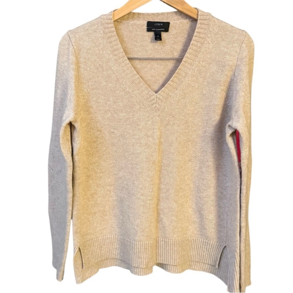 J. Crew Leather Sleeve Cashmere Sweater S